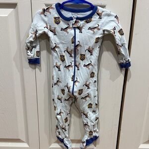 Cozy K9 Officer Print Footed Onesie with Blue Trim 6-12m